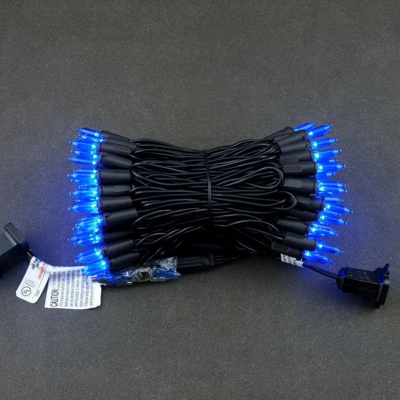 YULETIME Blue LED Christmas Lights with Black Wire, 33 ft 100 Count UL Certified Commercial Grade Halloween String Light Set (Blue - Black Wire) - Image 4